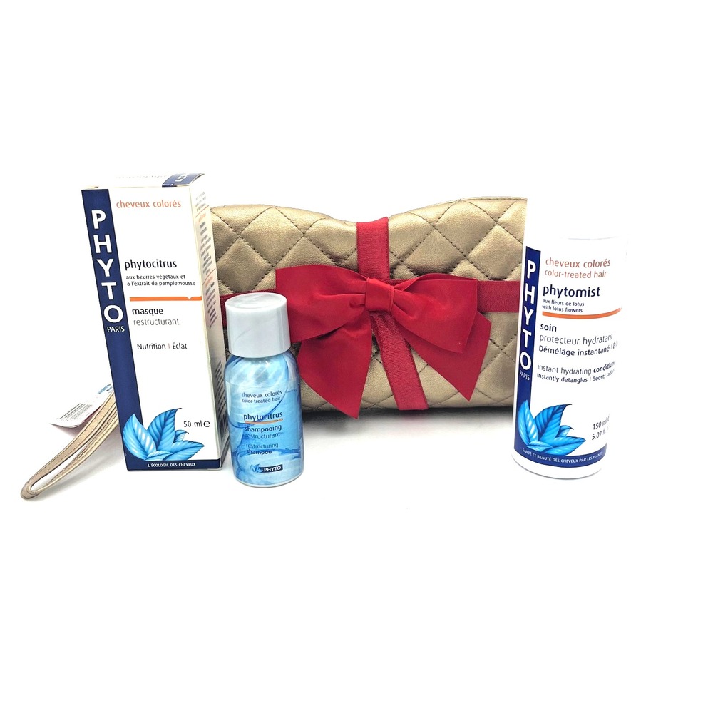 Phyto‎ Happy Valentine's Day Set Metallic Clutch Travel Size Shampoo Mask & Mist